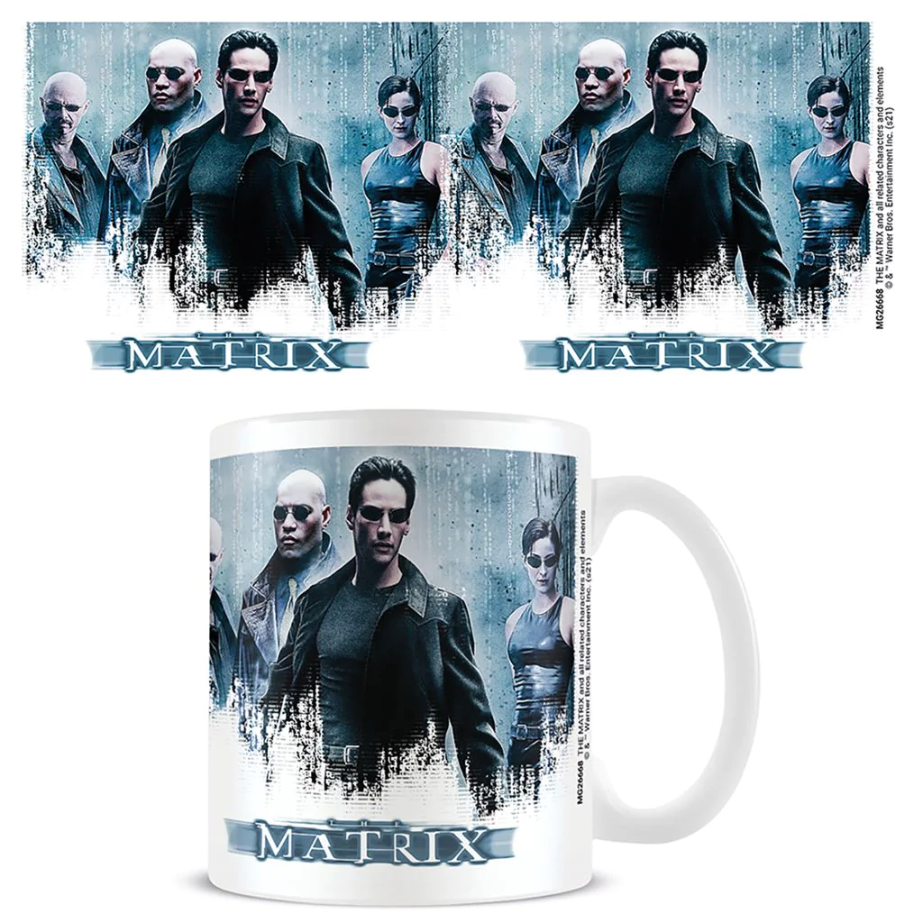 Mug The Matrix – Réalité Simulée – 315 ml – Officiel. Mug en céramique avec Neo, Morpheus et Trinity dans un design glitch numérique. Un must-have pour les fans de science-fiction et de cyberpunk.

