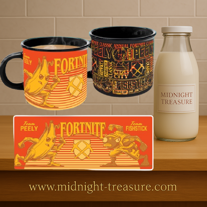Mug thermoréactif – Fortnite – 300 ml – Officiel. Mug en céramique avec effet thermoréactif révélant Peely et Fishstick. Un must-have pour les fans de Fortnite et de gaming.