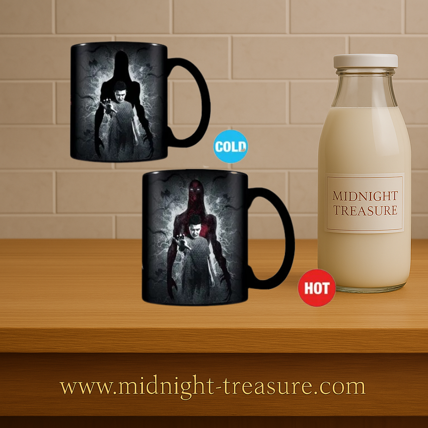 Mug thermoréactif Stranger Things Vecna 315 ml en céramique. Mug à effet thermique révélant Vecna au contact de la chaleur, sous licence officielle Netflix.