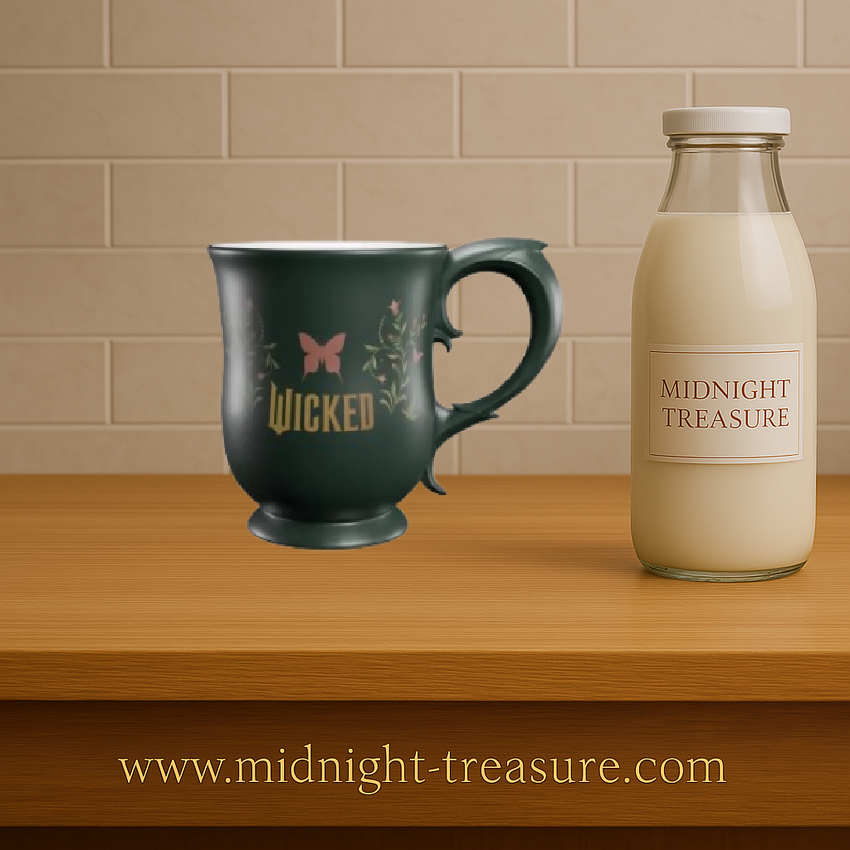 Mug Wicked Partie 2 – 350 ml. Mug premium en céramique avec deux motifs différents : logo Wicked avec chapeau d’un côté, papillon et décor floral de l’autre.