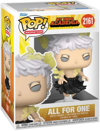 Funko Pop! My Hero Academia – All For One (N°2161). Forme régressée de l’arc final, flottant avec une aura d’énergie malveillante. Parfaite pour les fans de MHA.