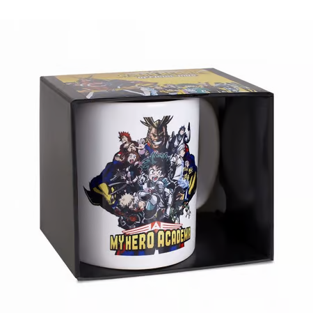 Tasse My Hero Academia - Character Burst. Modèle en céramique de 315 ml avec impression haute qualité. Compatible lave-vaisselle. Parfait pour les fans de l’anime et du manga