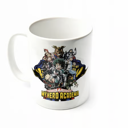 Tasse My Hero Academia - Character Burst. Modèle en céramique de 315 ml avec impression haute qualité. Compatible lave-vaisselle. Parfait pour les fans de l’anime et du manga