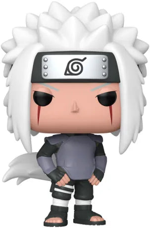 Funko Pop! Naruto Shippuden – Jiraiya Sannin (N°2103). Jiraiya en tenue sombre avec bandeau de Konoha et marques rouges, version liée à Amegakure, Hanzô et sa rencontre avec Nagato, Konan et Yahiko.