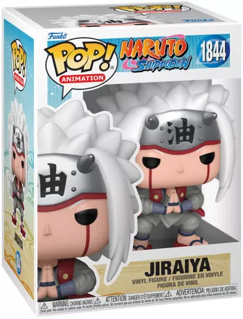 Funko Pop! Naruto Shippuden – Jiraiya (N°1844). Jiraiya en pose de méditation avec bandeau « huile », cheveux blancs hérissés et manteau rouge. Figurine détaillée et iconique.