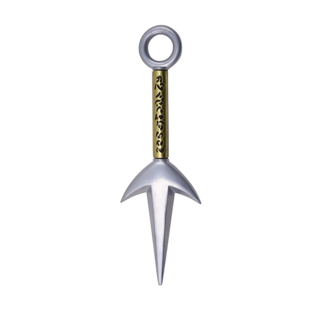 "Kunai ornemental inspiré de Minato Namikaze – Naruto. Réplique en acier inoxydable, gravée avec des inscriptions fidèles, 22 cm. Idéal pour collection ou cosplay."