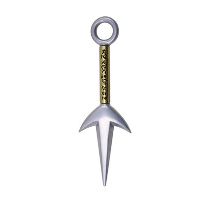 "Kunai ornemental inspiré de Minato Namikaze – Naruto. Réplique en acier inoxydable, gravée avec des inscriptions fidèles, 22 cm. Idéal pour collection ou cosplay."