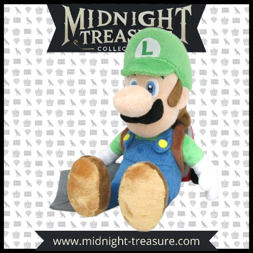 Peluche Nintendo Luigi’s Mansion – Luigi avec Vacuum Poltergust (25 cm). Représente Luigi équipé de son Poltergust, fidèle au jeu vidéo Luigi’s Mansion. Produit sous licence officielle, parfait pour les fans de Super Mario et de la franchise