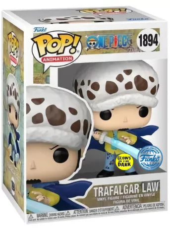 Funko Pop! Animation N°1894 – Trafalgar Law Glow in the Dark – One Piece. Figurine Law avec sabre lumineux Anesthesia.