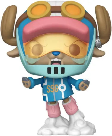 Funko Pop! One Piece – Tony Tony Chopper (N°2148, Egghead). Figurine dynamique avec casque futuriste, fumée et uniforme SSG bleu clair.