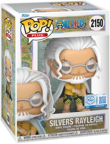 Funko Pop! One Piece – Silvers Rayleigh (N°2150), tenue emblématique avec sabre et lunettes.