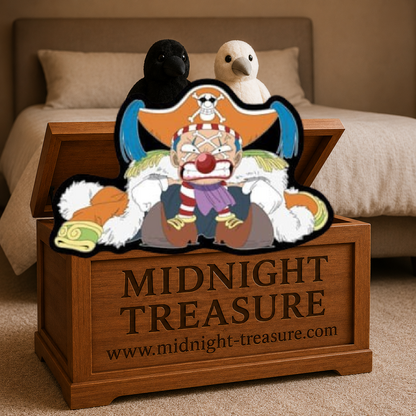 Coussin officiel One Piece représentant Buggy le Clown avec son grand chapeau de pirate – Herding 35 x 22 cm