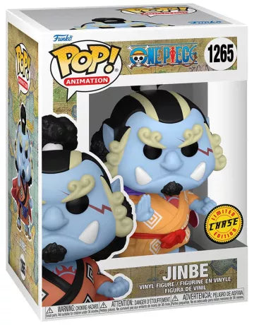  Funko Pop! Jinbe (1265) – One Piece – Chase Edition – Figurine en vinyle sous licence officielle, représentant Jinbe dans sa version exclusive avec kimono orange, expert en Karate des Hommes-Poissons et membre de l’équipage de Luffy.