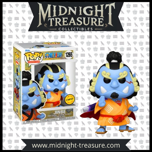  Funko Pop! Jinbe (1265) – One Piece – Chase Edition – Figurine en vinyle sous licence officielle, représentant Jinbe dans sa version exclusive avec kimono orange, expert en Karate des Hommes-Poissons et membre de l’équipage de Luffy.