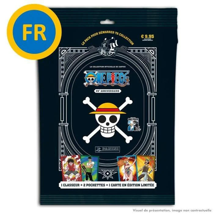 🏴‍☠️🃏 One Piece – Panini Trading Cards 25e anniversaire – Starter Pack – Classeur + 2 pochettes + 1 carte Édition Limitée – FR 🃏🏴‍☠️