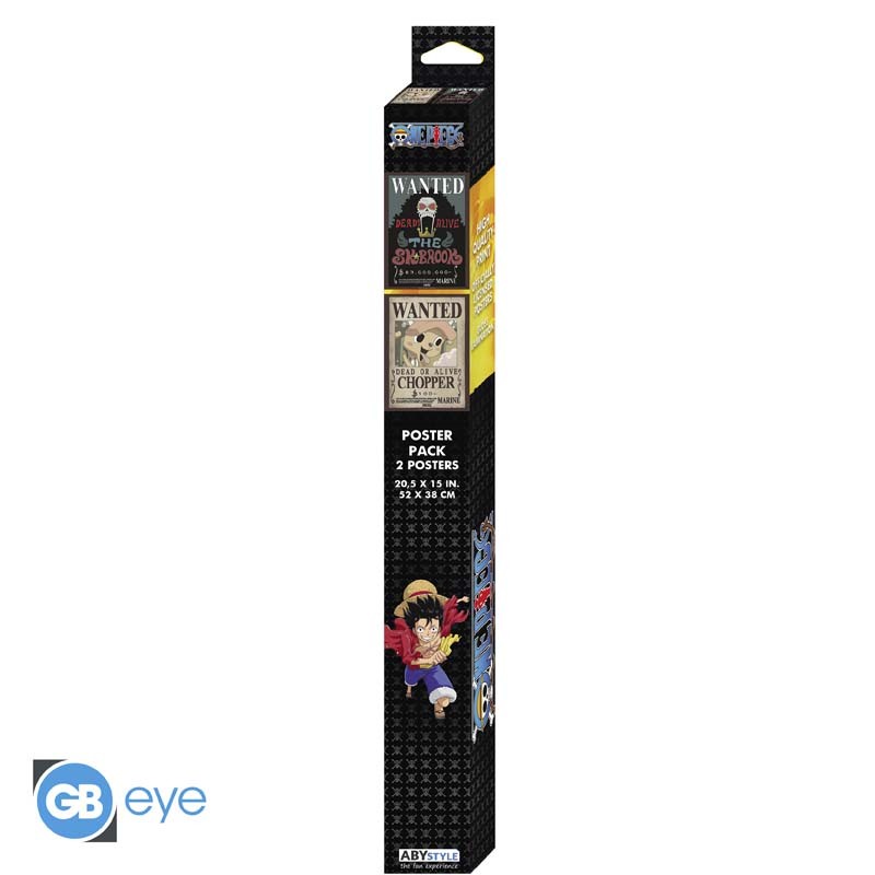 🗞️🏴‍☠️ One Piece – Wanted Chopper & Brook – Nouvelles primes – Set de 2 posters 52 x 38 cm 🏴‍☠️🎻