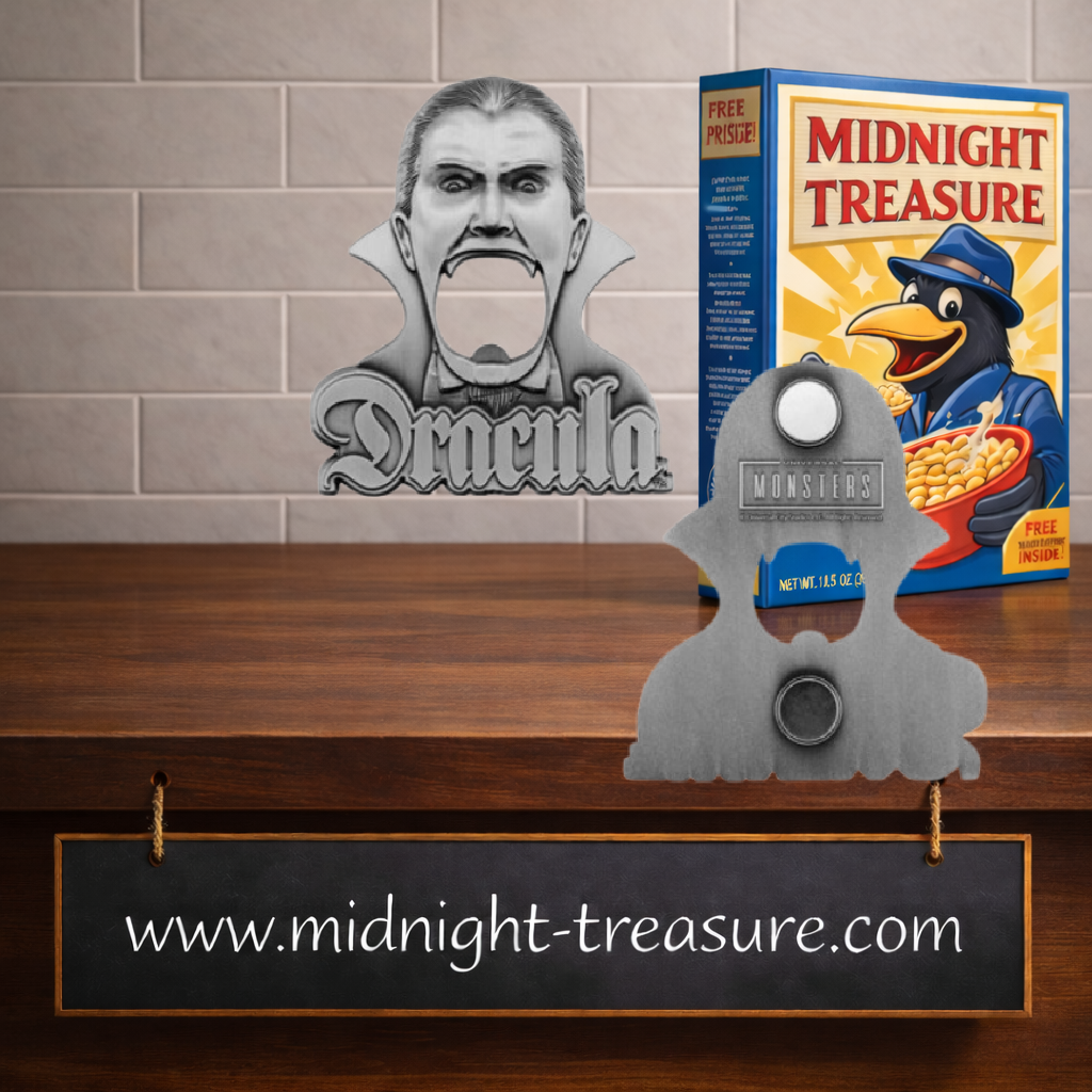 Ouvre-bouteille Dracula Universal Monsters édition limitée avec aimants au dos et design métallique inspiré du vampire culte du cinéma.