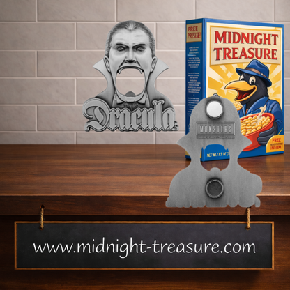 Ouvre-bouteille Dracula Universal Monsters édition limitée avec aimants au dos et design métallique inspiré du vampire culte du cinéma.