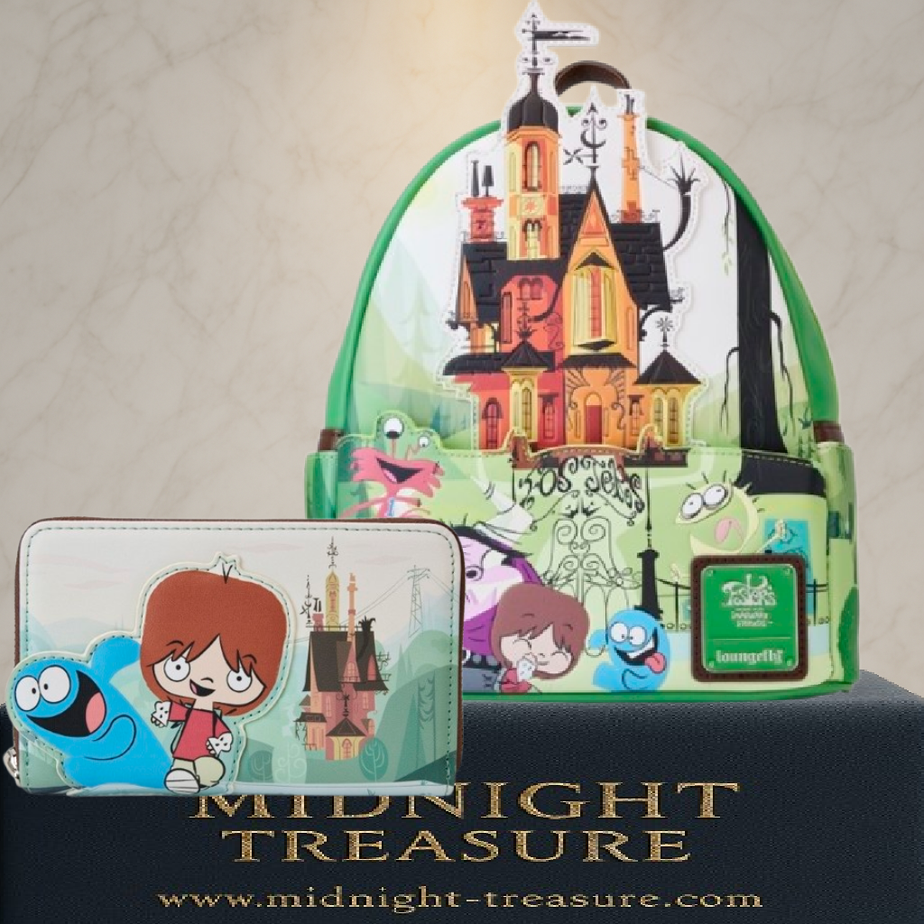 Pack Loungefly Foster’s Home for Imaginary Friends – Sac à dos 23x27x11 cm + portefeuille 12x10 cm. Ensemble collector coloré inspiré de la série Cartoon Network, avec Mac, Bloo et la maison Foster.

