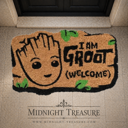 Paillasson Groot Marvel I Am Groot Welcome en fibre de coco 60x40 cm avec base antidérapante.