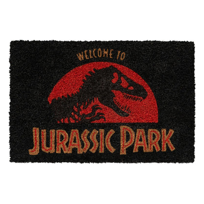 🦖🚪 Paillasson Jurassic Park “Welcome” – 62 x 42 cm – Officiel 🌋🟥