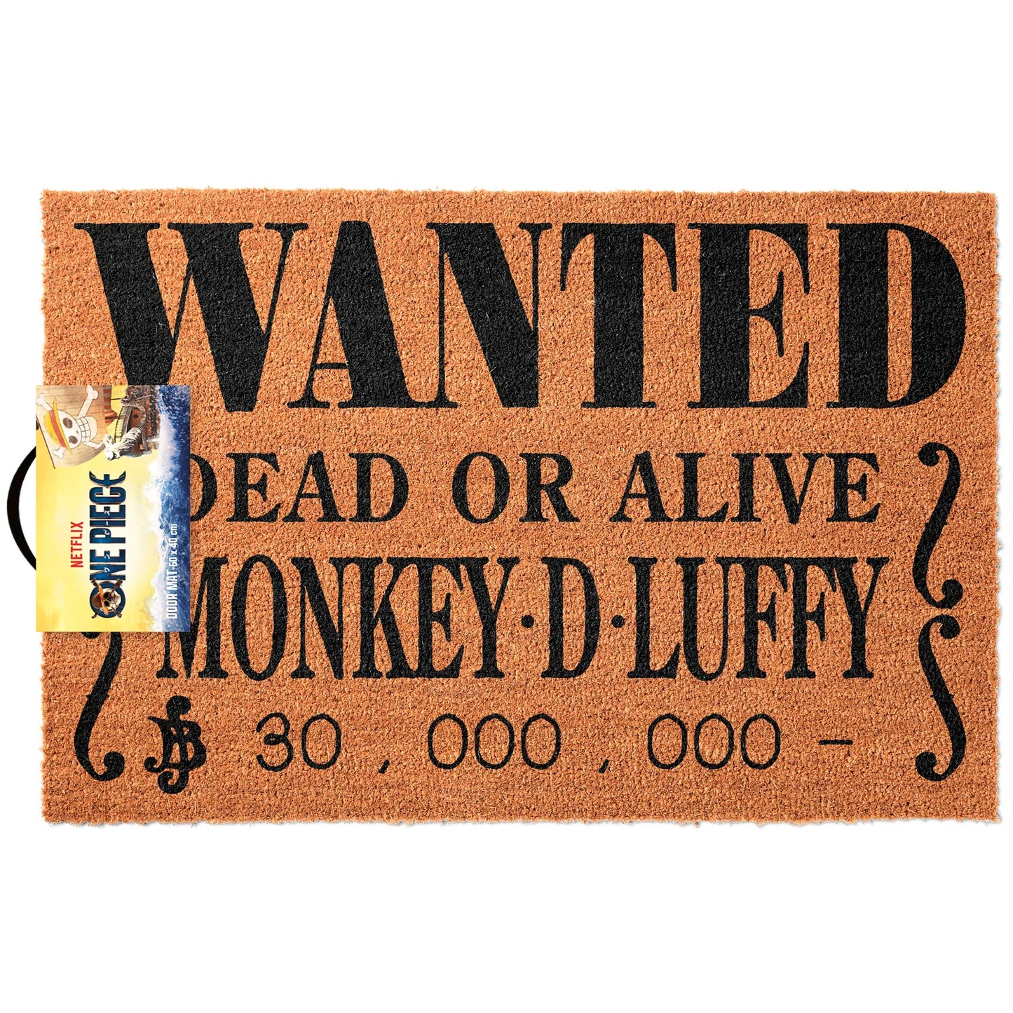 🏴‍☠️📜 One Piece Netflix – Wanted Monkey D. Luffy – Paillasson 60 × 40 cm 📜🏴‍☠️