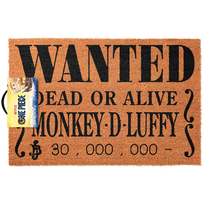 🏴‍☠️📜 One Piece Netflix – Wanted Monkey D. Luffy – Paillasson 60 × 40 cm 📜🏴‍☠️