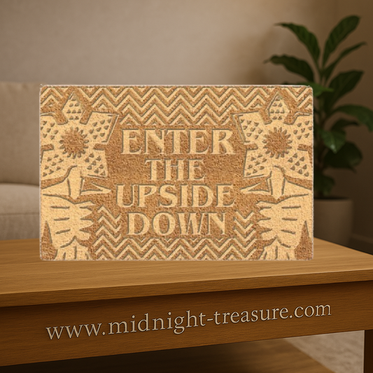 Paillasson Stranger Things Enter The Upside Down 40 x 60 cm en fibre de coco gaufrée, design officiel inspiré de la série Netflix.