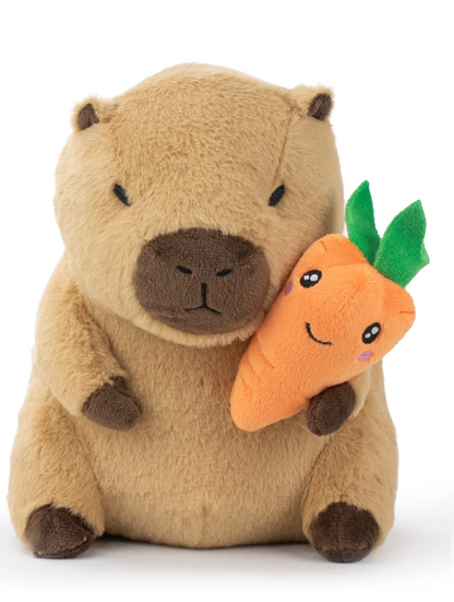 🥕🐹 Peluche Capybara avec Carotte – 24 cm 🥕🐹