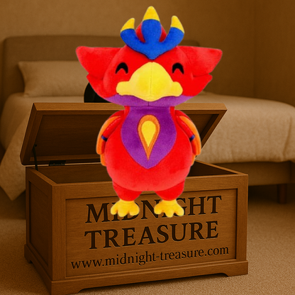 Peluche Castlevania: Nocturne – Suzaku – 22 cm. Créature flamboyante et colorée, symbole de feu et de renaissance, fidèle à l’univers de la série animée.