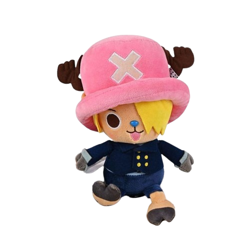 "Peluche Chopper x Sanji (20 cm) – One Piece. Une peluche adorable fusionnant Tony Tony Chopper et Sanji, le cuistot de l’équipage. Un incontournable pour tous les fans de l’anime !"