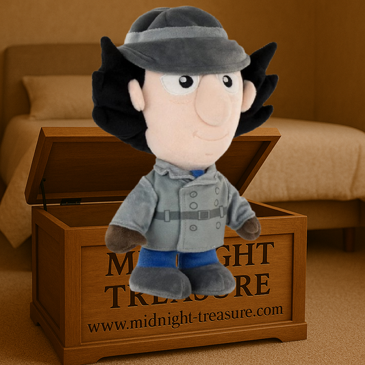Peluche Inspecteur Gadget 30 cm en polyester avec tenue iconique et chapeau.
