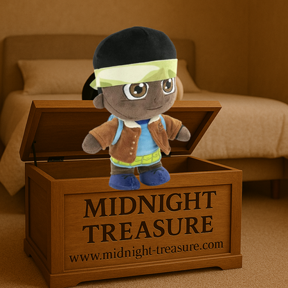 Peluche Lucas Stranger Things 28 cm avec tenue iconique, détails brodés et matière douce, produit officiel inspiré de la série Netflix.