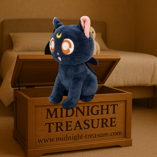 Peluche Luna Sailor Moon 15 cm représentant la célèbre chatte noire avec croissant de lune sur le front.
