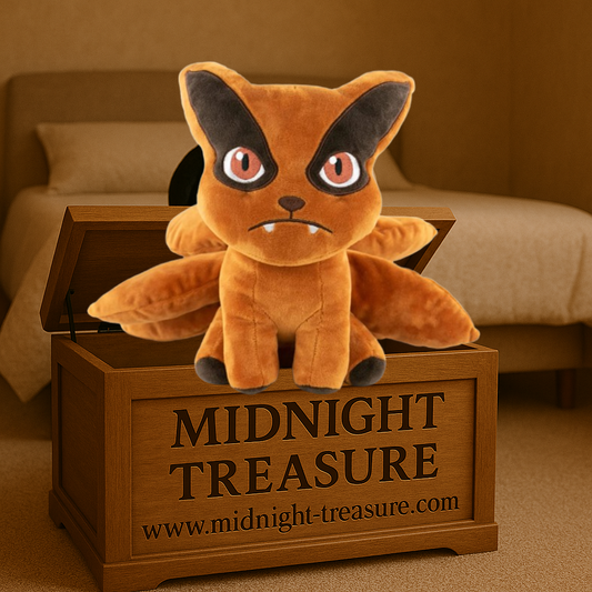 Peluche Naruto – Kurama (Kyûbi) version enfant – 24 cm. Représentation fidèle du renard à neuf queues lors de la rencontre avec le Rikudo Sennin dans Naruto Shippuden.