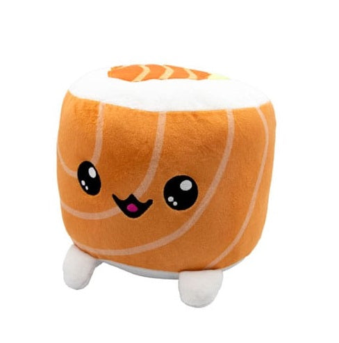 Peluche Plushi Uramaki Saumon – 20 cm – Kawaii et moelleuse. Une peluche adorable en forme de sushi uramaki avec un visage souriant et des finitions douces. Parfaite pour les amateurs de kawaii et de culture japonaise