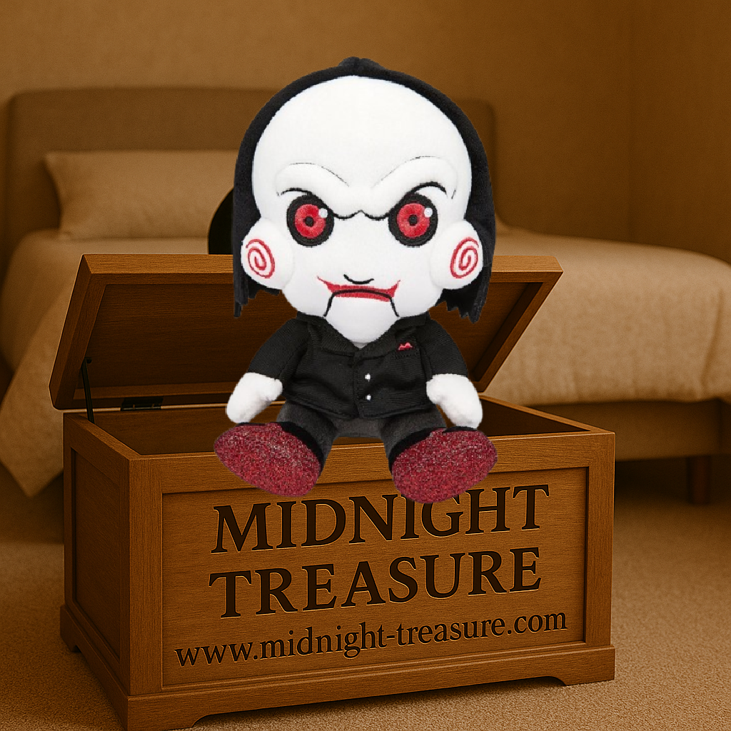 Peluche SAW – Billy – Phunny 20 cm – Kidrobot. Représentation adorable du pantin Billy, symbole de la saga d’horreur culte. Finition douce et détails brodés, idéale pour les fans de films d’horreur.