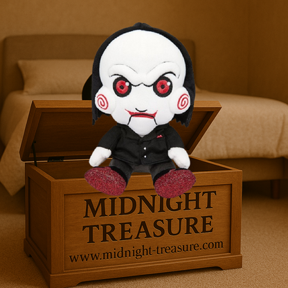 Peluche SAW – Billy – Phunny 20 cm – Kidrobot. Représentation adorable du pantin Billy, symbole de la saga d’horreur culte. Finition douce et détails brodés, idéale pour les fans de films d’horreur.