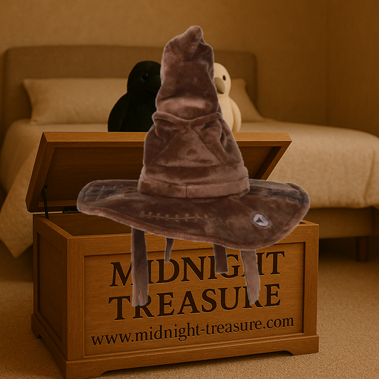 Peluche sonore Choixpeau Harry Potter 30 cm version UK avec fonction sonore en anglais, piles LR44 incluses, produit officiel sous licence.