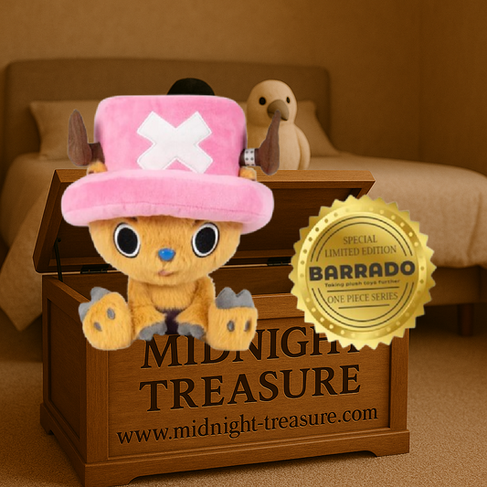 Peluche Tony Tony Chopper One Piece édition limitée Barrado 24 cm. Peluche officielle représentant le célÚbre médecin de l'équipage du Chapeau de Paille avec son iconique chapeau rose. Une peluche douce et détaillée parfaite pour les fans de One Piece.