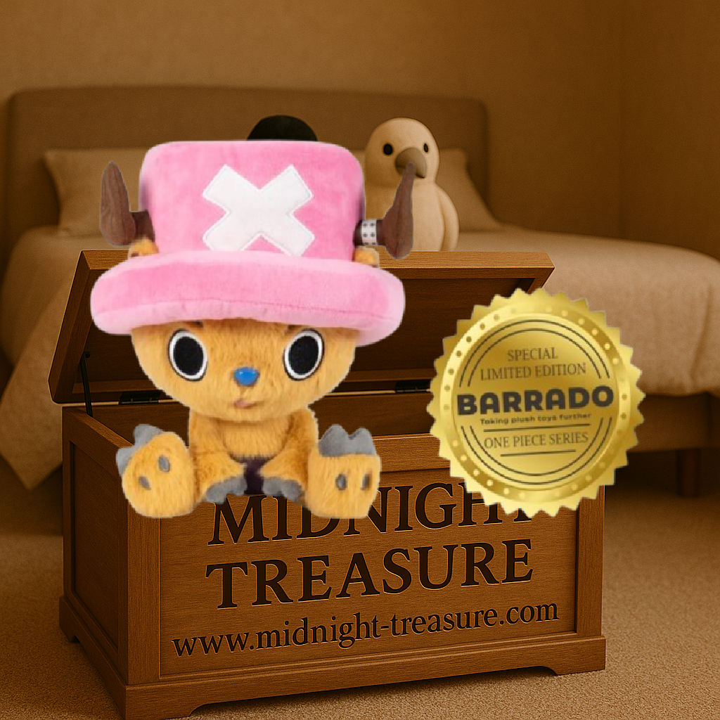 Peluche Tony Tony Chopper One Piece édition limitée Barrado 24 cm. Peluche officielle représentant le célèbre médecin de l'équipage du Chapeau de Paille avec son iconique chapeau rose. Une peluche douce et détaillée parfaite pour les fans de One Piece.