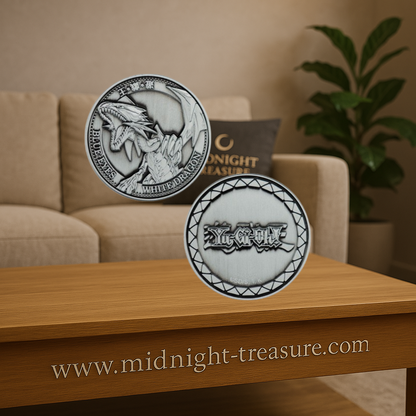 Pièce Yu-Gi-Oh! – Blue-Eyes White Dragon – Édition Limitée – Fanattik. Représentation métallique du Dragon Blanc aux Yeux Bleus, numérotée individuellement et limitée à 5 000 exemplaires dans le monde.