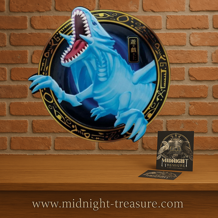 Plaque résine Blue-Eyes White Dragon Yu-Gi-Oh 20 cm en relief 3D avec support intégré, produit officiel sous licence.