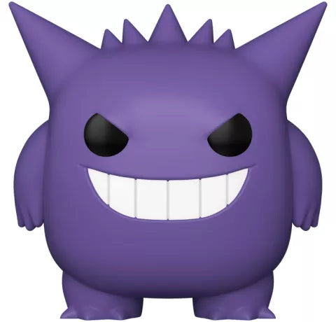 Funko Pop! Pokémon – Gengar / Ectoplasma (N°1049) – Édition EMEA Exclusive – 25 cm (Jumbo). Figurine géante violette avec large sourire et design fidèle au Pokémon original.