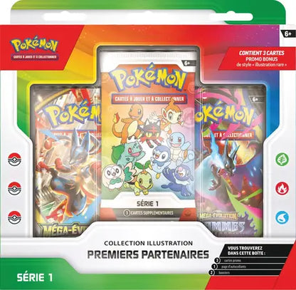 🌈🔥 Pokémon – Collection Illustration Premiers Partenaires – Série 1 – Coffret 3 boosters 🔥🌈