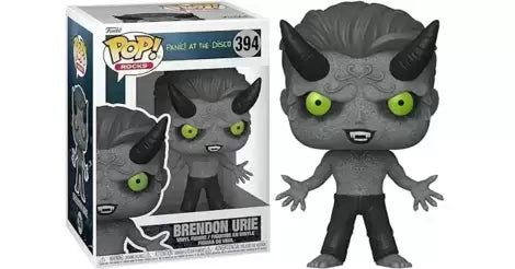 "Funko Pop! Panic! At The Disco – Brendon Urie (394). Brendon Urie en version démon avec une peau grise, des yeux verts perçants et des cornes noires imposantes. Une figurine captivante pour les fans de Panic! At The Disco et de l'univers rock !"

