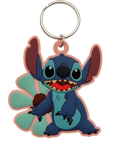 Porte-clés Stitch en PVC – Disney Lilo & Stitch. Accessoire officiel de 60 mm, résistant et coloré, idéal pour les fans du film culte