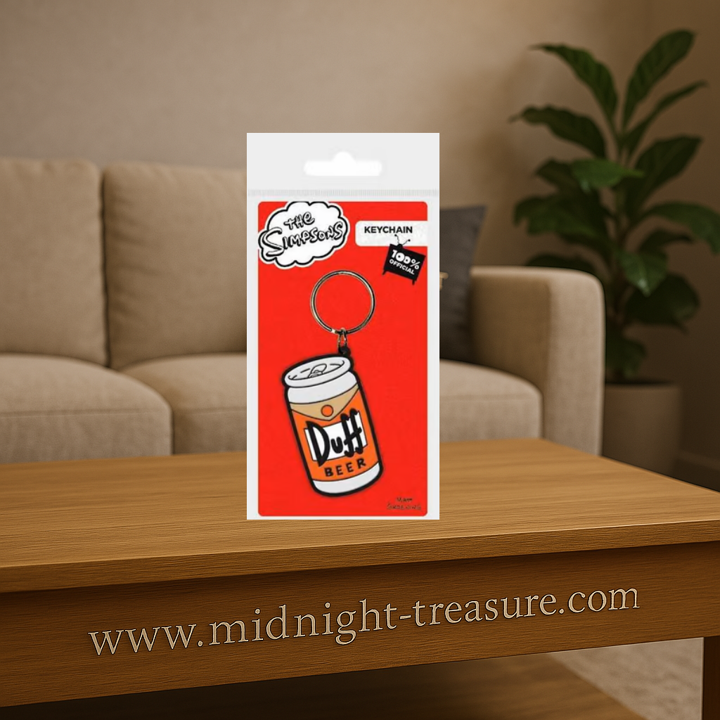 Porte-clés The Simpsons – Duff Beer – Officiel. Un porte-clés en caoutchouc représentant la canette de bière emblématique de la série. Parfait pour les fans d’Homer et de pop culture rétro.