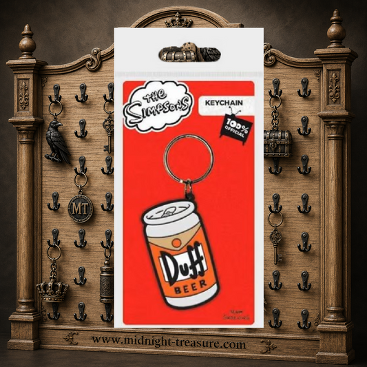 Porte-clés The Simpsons – Duff Beer – Officiel. Un porte-clés en caoutchouc représentant la canette de bière emblématique de la série. Parfait pour les fans d’Homer et de pop culture rétro.