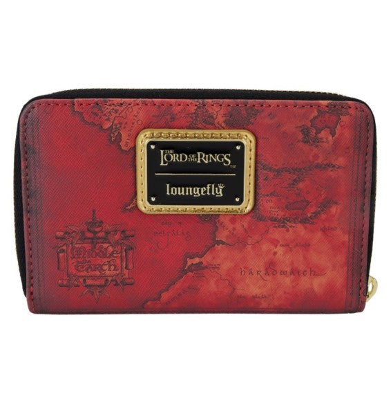 Portefeuille Le Seigneur des Anneaux – Loungefly – Anneau Unique & Carte Terre du Milieu – 15 x 10 cm. Un portefeuille collector au design mythique avec l'inscription elfique et la carte de la Terre du Milieu.